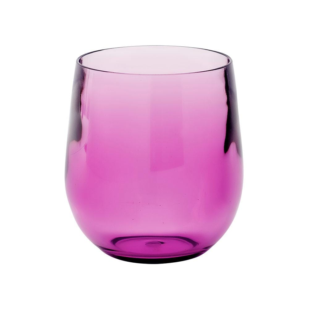 Set of 2 Hand Blown Amethyst Purple Stemless Martini Glasses 12 oz Tumbler