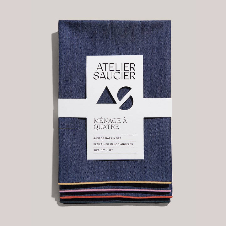 Atelier Saucier | Rainbow Denim Napkins | Set of 4