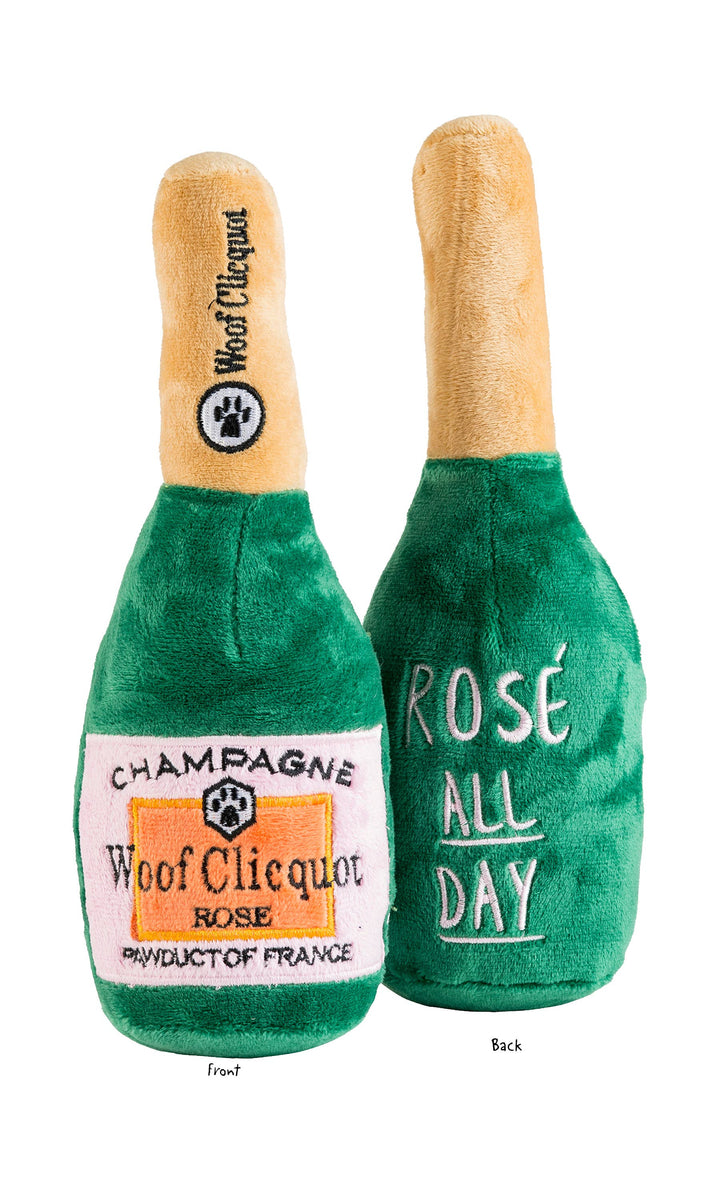 Woof Clicquot Rose' Champagne Bottle Dog Toy