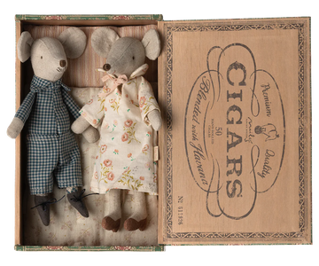 Grandma and Grandpa Mice in Cigar Box