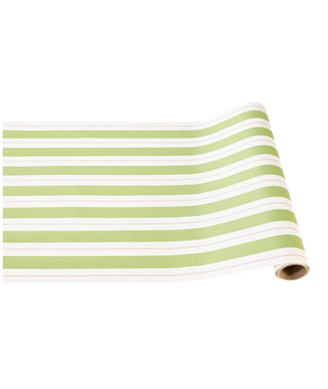 Green and Pink Awning Stripe Paper Table Runner