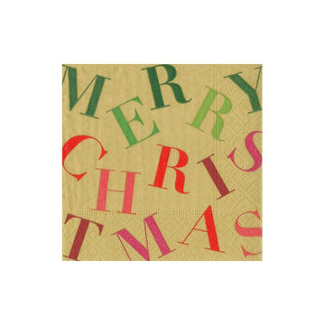 Caspari | Merry Christmas Toss Cocktail Napkins