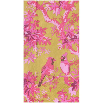 Caspari | Rose Gold Songbirds Guest Towels