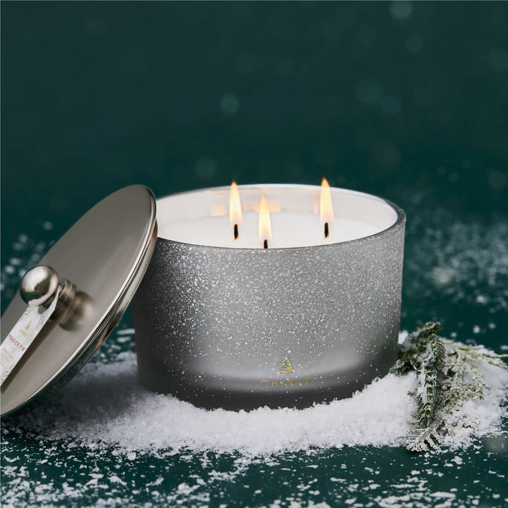 Thymes Frasier Fir | Flocked 3-Wick Poured Candle