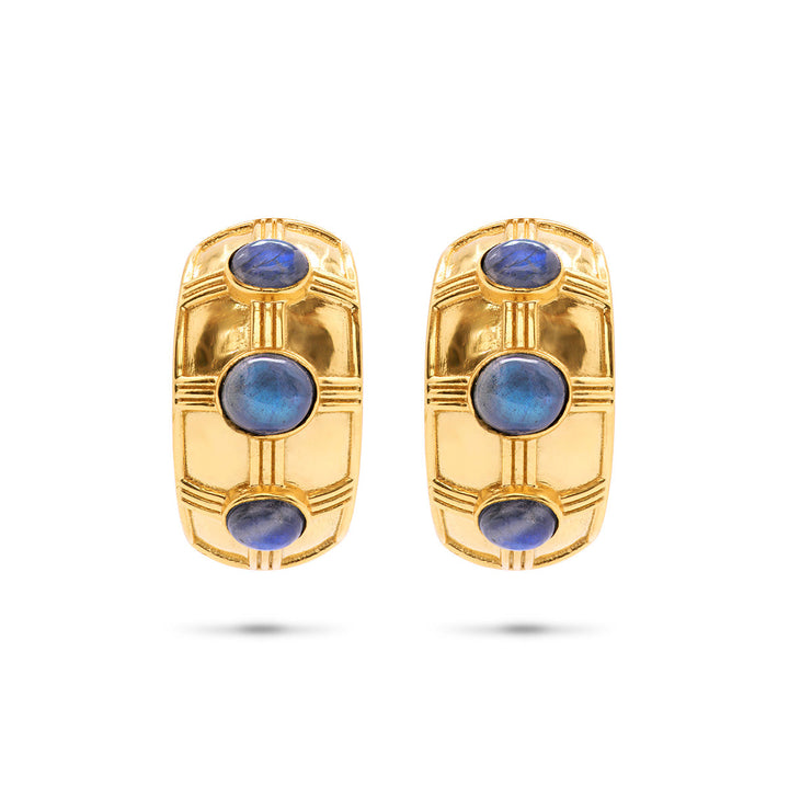 Capucine De Wulf | Cleopatra Bold Hoop Earrings - Gold/Blue Labradorite