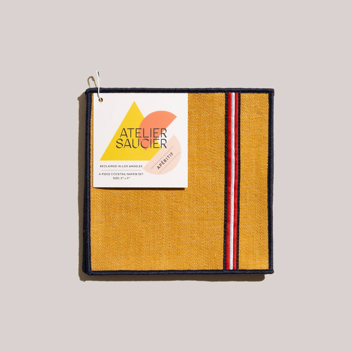 Atelier Saucier | University Stripe Cocktail Napkins | Set of 4