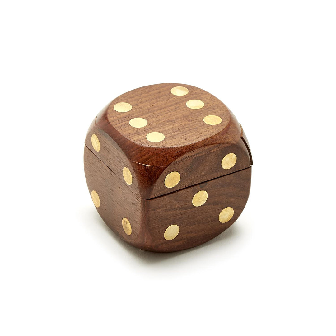 Wood Crafted Dice Box with 6 Dice