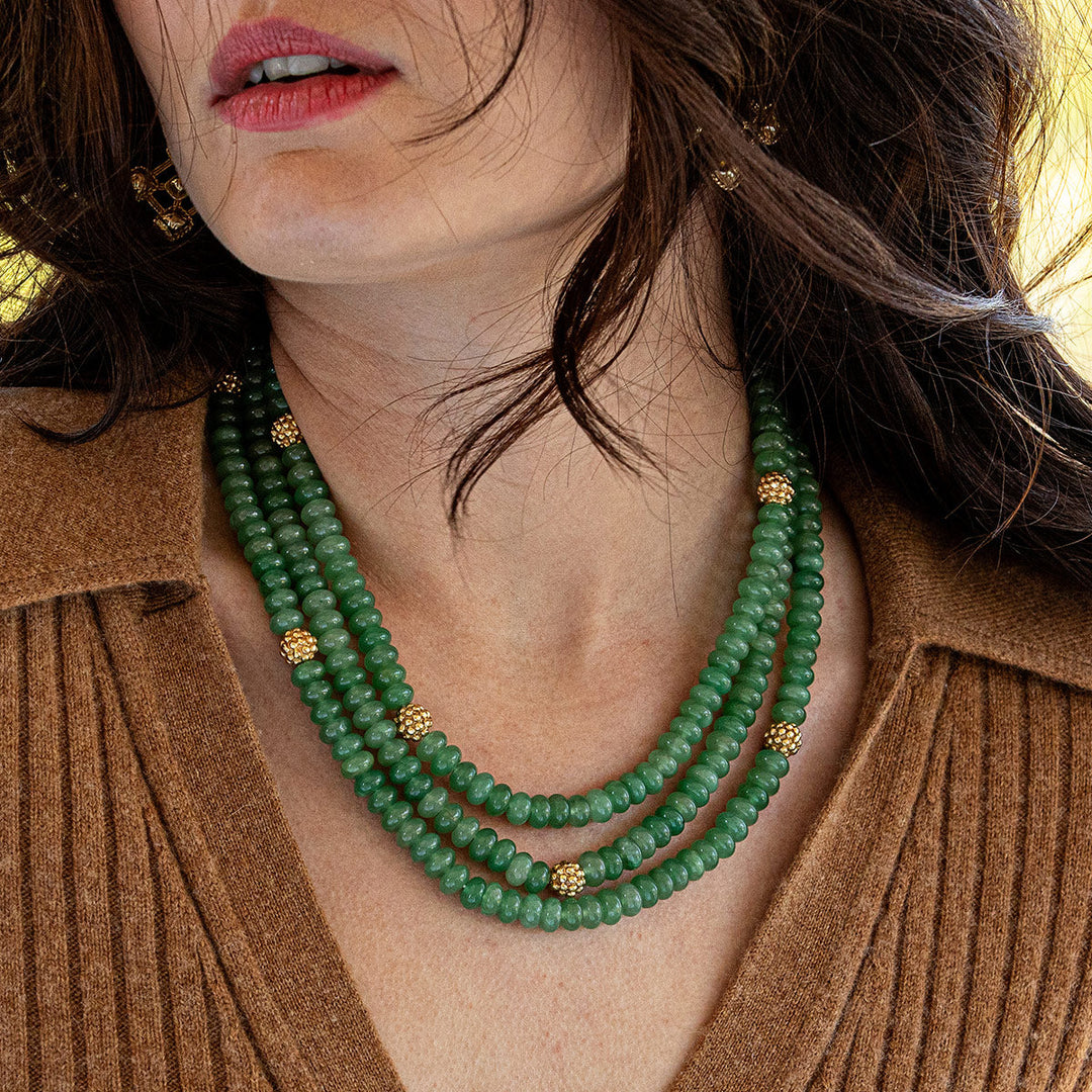 Capucine De Wulf | Berry & Bead Triple Strand Necklace | Meadow Jade