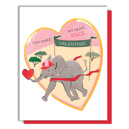 Elephant Racer Valentine Card