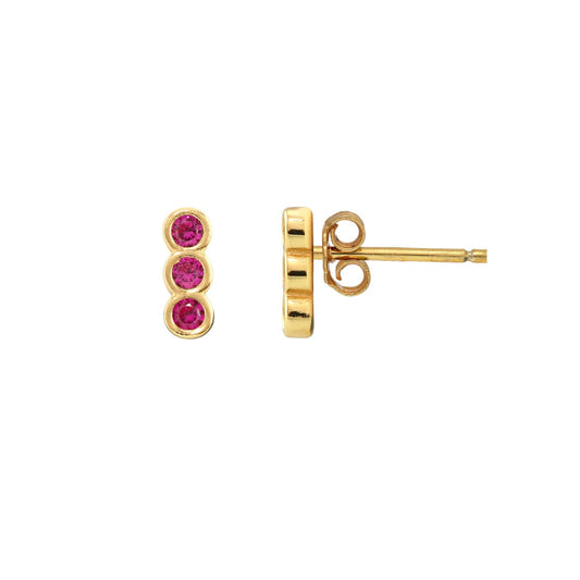 Triple Bezel Crystal Stud Earrings