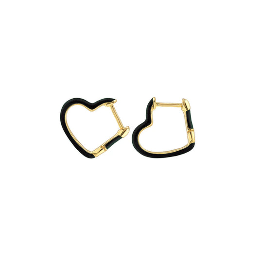 Open Heart Enamel Hinged Huggie Hoop Earrings