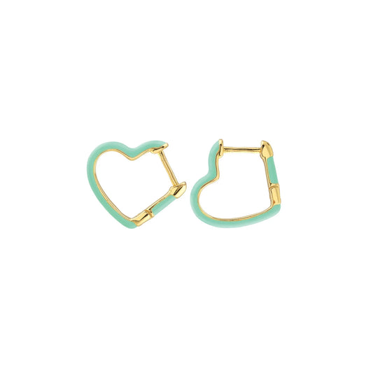 Open Heart Enamel Hinged Huggie Hoop Earrings