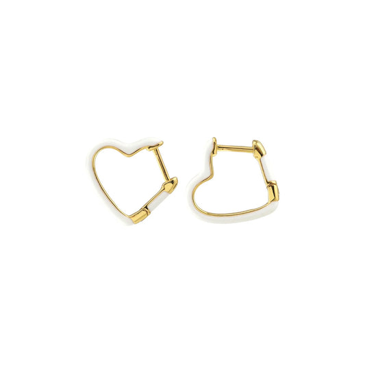 Open Heart Enamel Hinged Huggie Hoop Earrings