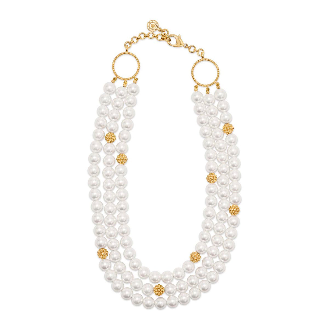 Capucine De Wulf | Berry & Bead Triple Strand Necklace | Pearl