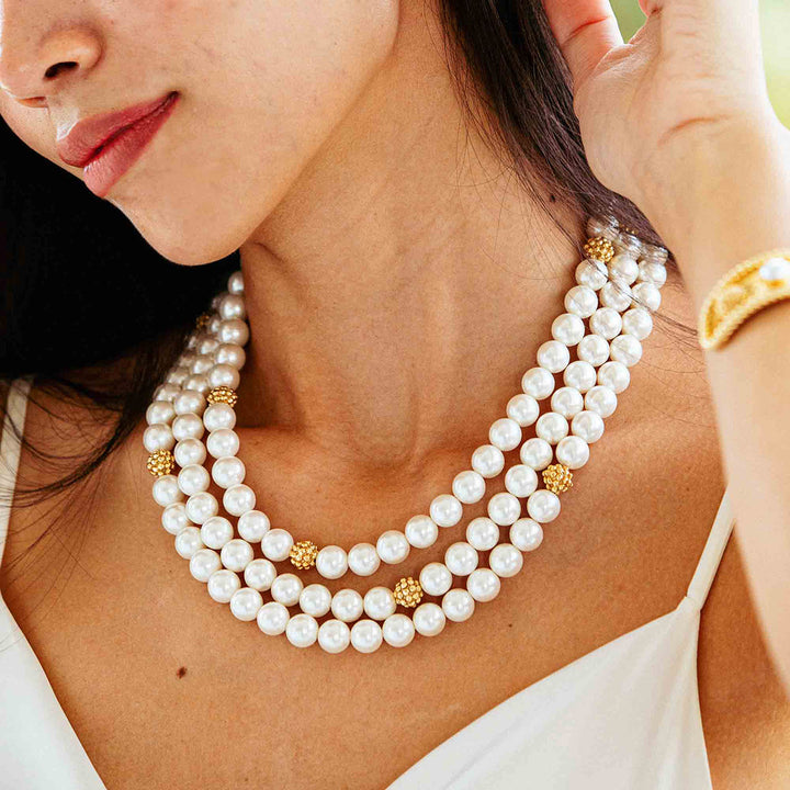 Capucine De Wulf | Berry & Bead Triple Strand Necklace | Pearl