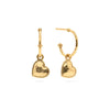 Love Hoop Earrings with Removable Heart Charm Gold