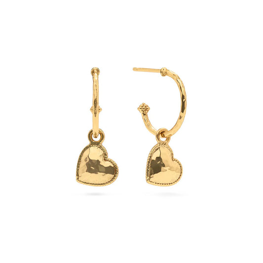 Love Hoop Earrings with Removable Heart Charm Gold