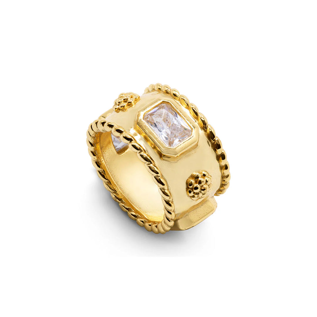 Capucine De Wulf | Berry Hammered Band | Gold + Cubic Zirconia