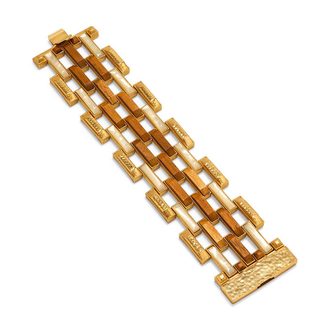 Capucine De Wulf | Pathway Grande Link Bracelet - Teak/Gold/MOP