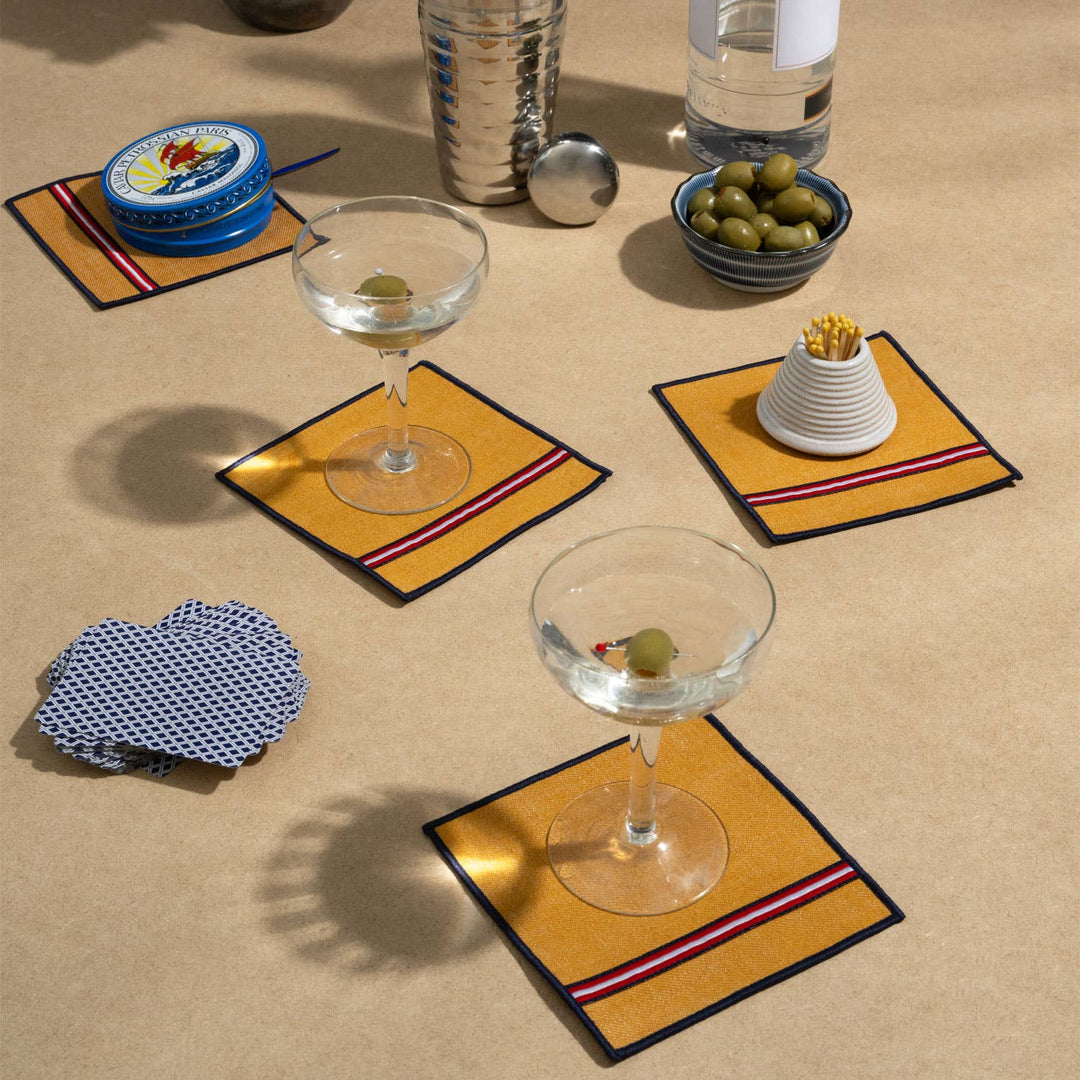 Atelier Saucier | University Stripe Cocktail Napkins | Set of 4