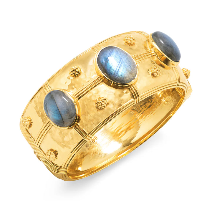 Capucine De Wulf | Cleopatra Grande Hinged Bangle - Gold/Blue Labradorite