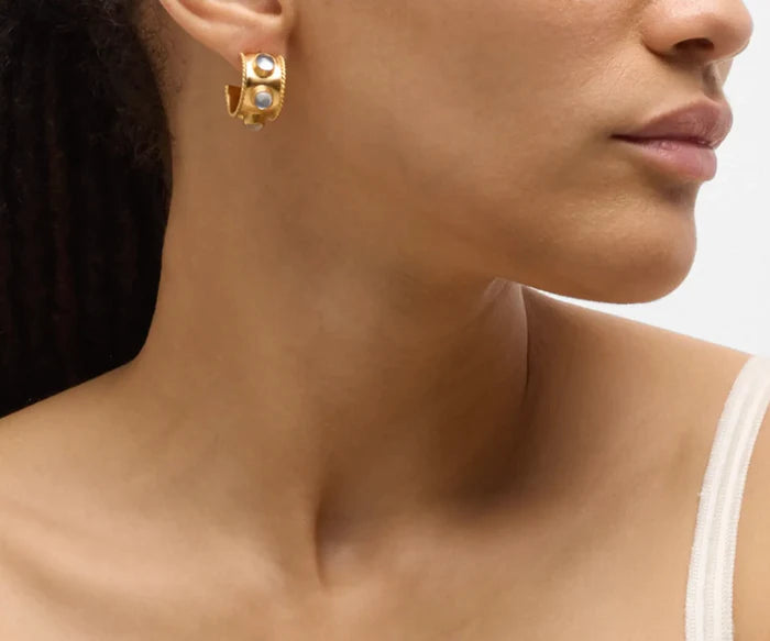 Dina Mackney | Huggie Hoop Gemstone Earrings MOP