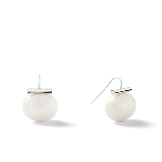 Large Pebble Pearl Earrings