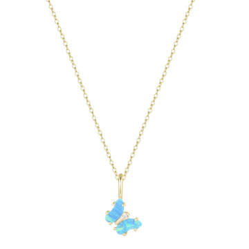 Mini Opal Butterfly Charm Necklace