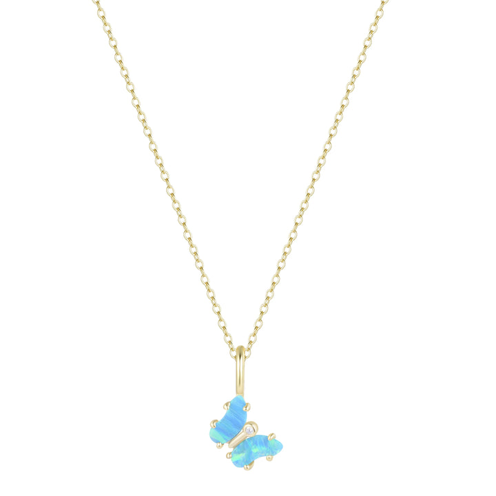 Mini Opal Butterfly Charm Necklace