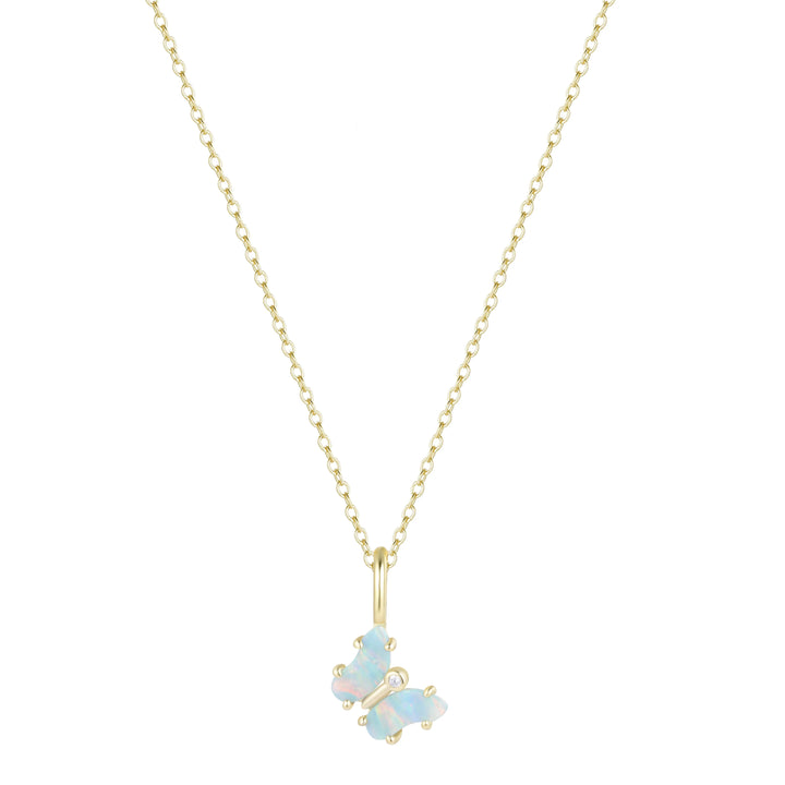 Mini Opal Butterfly Charm Necklace