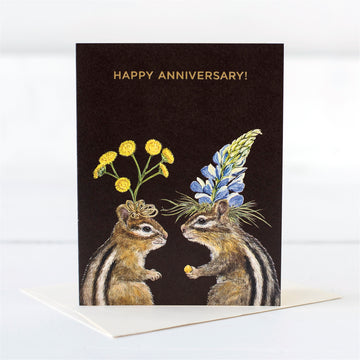 Anniversary Chipmunks Card Gold Foil