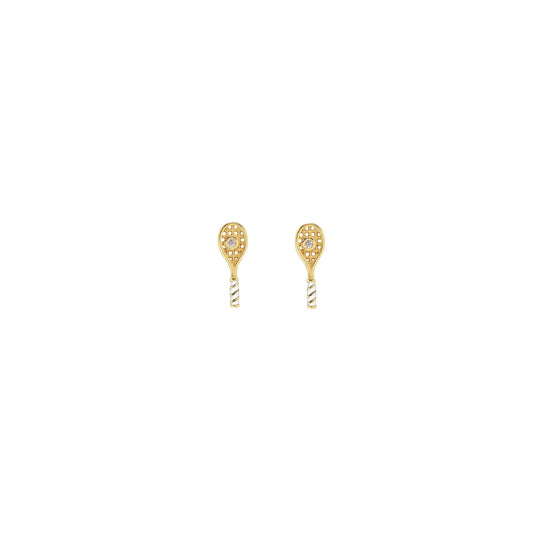 Tennis Racket Crystal and Enamel Stud Earrings