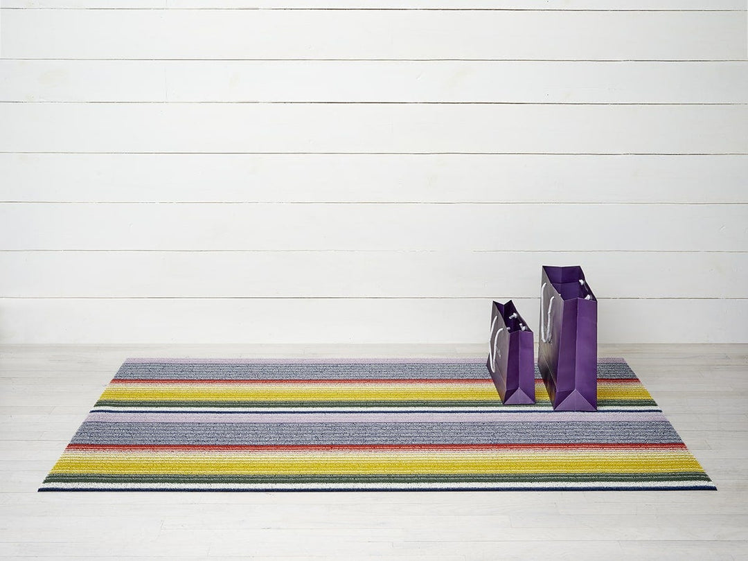 Chilewich Bold Stripe Shag Doormat 18x28 - Black/White - Distinctive Decor