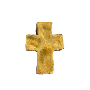 gold cross, paper weight, barbara biel, gift, sentimental, housewarming, sympathy, religion, handmade cross, ceramic cross, gold ceramic cross, texas